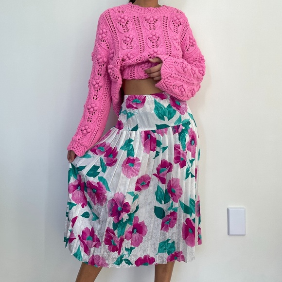 Vintage Dresses & Skirts - Vintage Evanna pleated high waist midi skirt